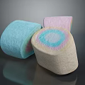 Three Colorful Marshmallows Blue Pink Beige With Soft Swirl Pattern Design