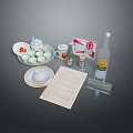 Practical Household Items Including Teacups Teapot Plates Bottle And Package