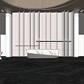 Elegant Modern Front Desk Reception Design With White Marble Counter And Ceiling Lighting 3d model