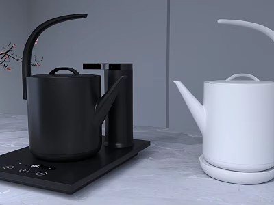 Sleek Black And White Electric Kettles For Modern Kitchen Countertop Use 3d model