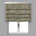 Elegant Roman Blinds In Blue Green Brown Fabric With Stylish Floral Patterns