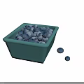 Fresh Blueberries in Blue Square Container Filled With Juicy Berries on Green Background