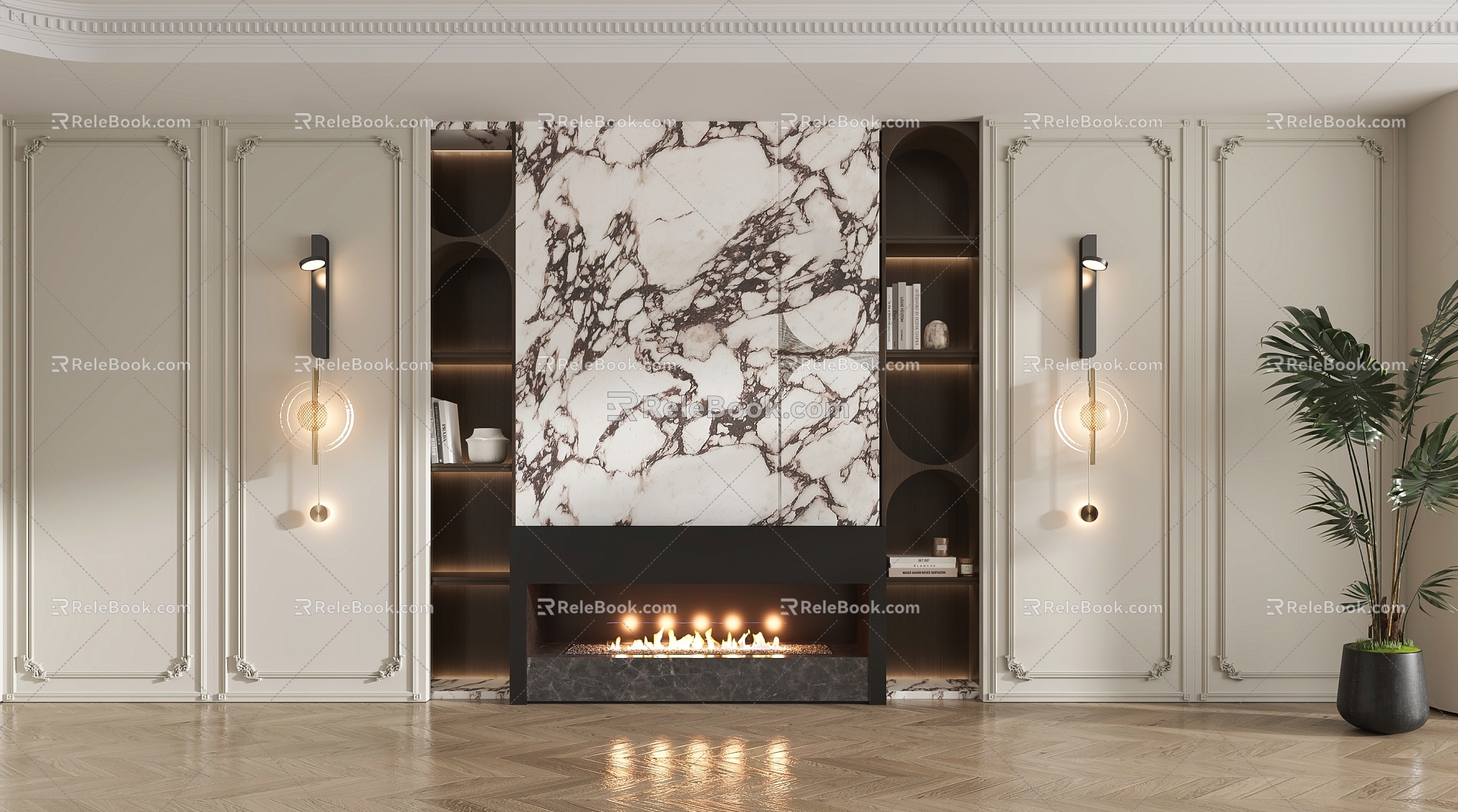 French background wall TV background wall fireplace background wall parapet background wall 3d model