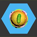 Colorful Burger with Yellow Bun Green Topping Tomato Cheese Purple Onion Lettuce on Blue Paper