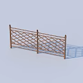 Brown Wooden Partition With Diamond Lattice Design And Two Panel Structure 3d model
