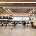 Modern Gym Interior With Various Fitness Equipment And Bright Lighting