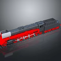 Detailed Black and Red Steam Locomotive Model With Red Wheels and White Front