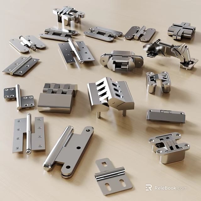 Various Stainless Steel Hardware Accessories Including Hinges And Furniture Parts 3d model 