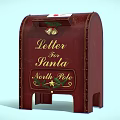 Red Christmas Themed Letter Mailbox With Santa North Pole Bell Decorations