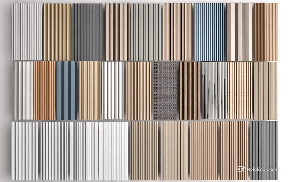 Wall Panels With Various Colors And Different Textures Design Options Collection 3d model
