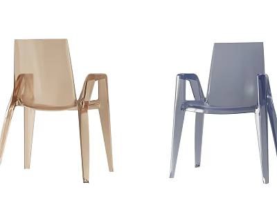 Modern Transparent Plastic Leisure Chairs With Armrests In Beige And Blue Colors 3d model