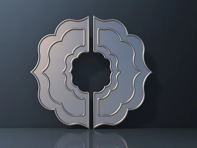 Modern Artistic Door Handle With Symmetrical Petal Shaped Shiny Metallic Design 3d model