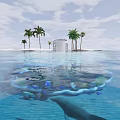 Elegant Seaside Restaurant Featuring Palm Trees Pool Arched Walkway And Spiral Staircase