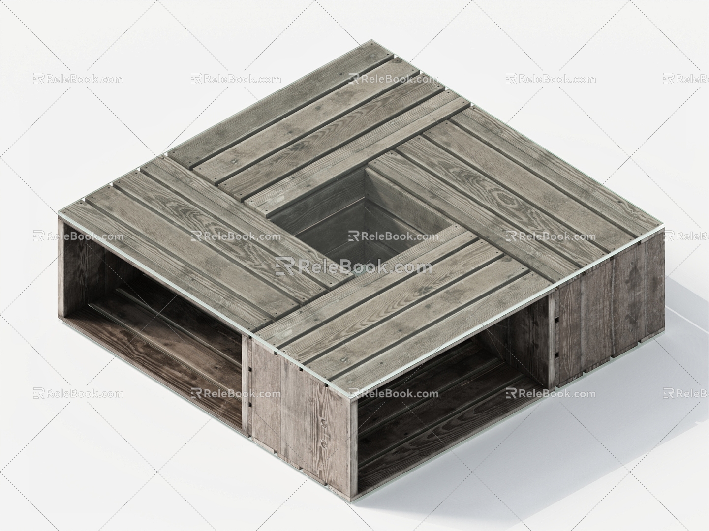 Solid Wood Coffee Table Decorative Square Coffee Table 3d model