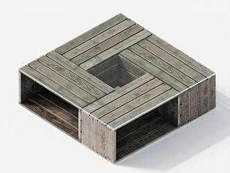 Solid Wood Coffee Table Decorative Square Coffee Table 3d model