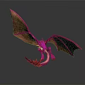 Striking Red Dragon 3D Model Featuring Large Spread Wings in Gray Background
