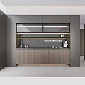 Modern Dark Wooden Sideboard With Glass Doors LED Lighting And Dining Room Storage
