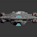 Futuristic Interstellar Spaceship Design With Metallic Surface And Multiple Thrusters
