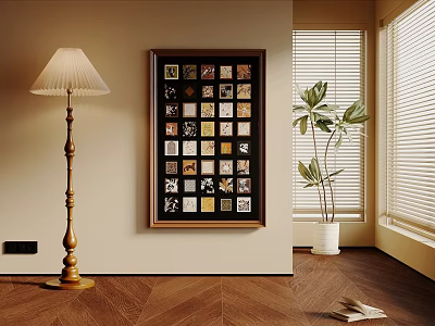 vertical version retro decorative painting 3d model