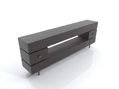 Modern Wooden Bedside Table With Drawer Storage And Metal Legs Design 3d model