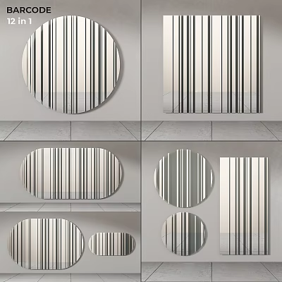 Modern Decorative Mirrors With Striped Patterns In Various Shapes And Sizes 3d model