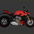Red Sporty Motorcycle With Modern Sleek Design Black Accents And Yellow Forks