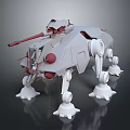White Mechanical Sci Fi Quadruped Creature With Red Cannon And Legs 3d model