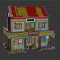 Ancient Chinese Traditional Building Featuring Two Story Tile Roof Wooden Balcony And Red Lanterns