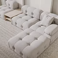 Modern corner sofa cream sofa carpet curtain combination 3d model