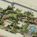 Integrated Residential Landscape Master Plan With Winding Pathways Green Lawns And Water Features