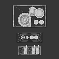 Stylish Tea Serving Set With Wooden Trays Black Teapot Blue Cups And Spoons
