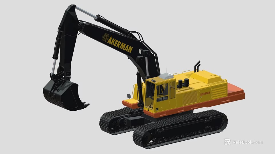 AXEMAN Tracked Functional Vehicle Featuring Yellow Black Exterior And Digging Bucket 3d model 