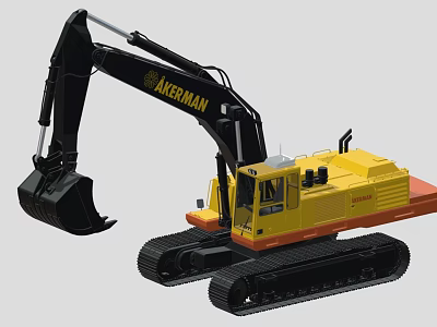 AXEMAN Tracked Functional Vehicle Featuring Yellow Black Exterior And Digging Bucket 3d model