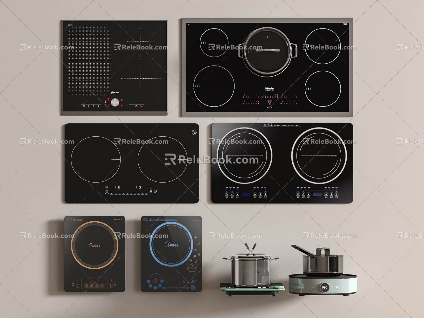 Induction Cooker Stove Kitchen Appliances 3d model