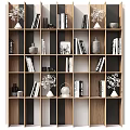 Modern Wooden Bookcase With Multiple Compartments Books And Decorative Vases