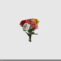 Colorful Roses Bouquet With Yellow Pink White Red Flowers And Green Leaves