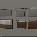 Wall Mounted Fabric And Leather Cushions On Metal Rods Against Neutral Wall