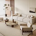 Modern sofa coffee table combination leisure chair side table hanging picture floor lamp 3d model