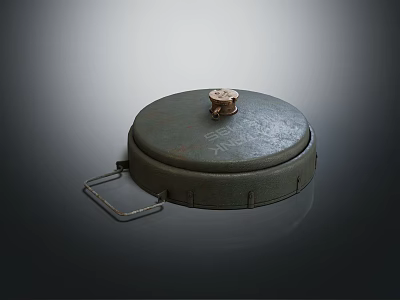 Old Green Military Weapon Mine With Metal Handle And Top Metal Component 3d model