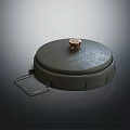 Old Green Military Weapon Mine With Metal Handle And Top Metal Component