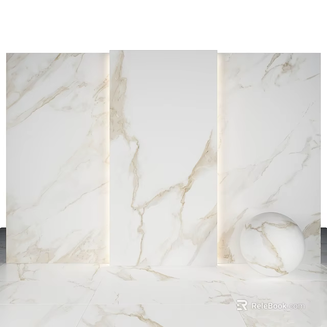 Marble Components With White Beige Veins For Modern Interior Decor And Sphere Accent 3d model