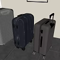 Silver Dark Blue Gray Suitcases In Indoor Setting With Window Blinds And Gray Tile Floor