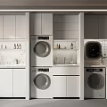 Modern Bathroom Cabinet Rack with Washing Machine Storage and Countertop Design 3d model