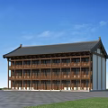 Ancient Traditional Architecture With Multi story Wooden Structure Black Roof And Blue Sky
