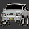 Vintage White SUV With Roof Rack Dark Windows Off Road Tires And Retro Design Features