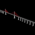 Modern Cable Stayed Bridge Featuring Red Cables And White Piers Structure 3d model