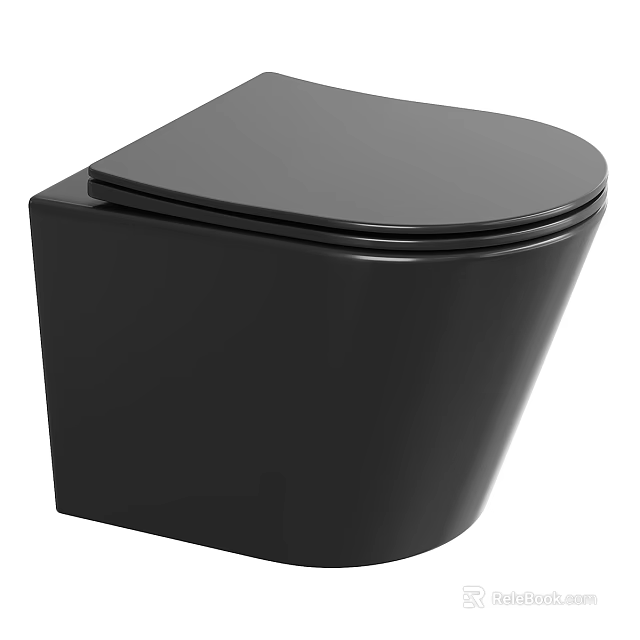 Sleek Black Modern Toilet Design With Smooth Surface And Contemporary Appearance 3d model 