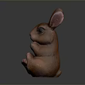 Cute Brown Rabbit Decorative Figurine Sitting With Hands Together And Ears Up