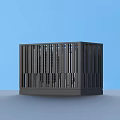Black Cube Shaped Storage Organizer With Vertical Stripes For Home Use 3d model