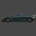 Dark Green Sports Car With Sleek Design And Black Wheels Rear Spoiler